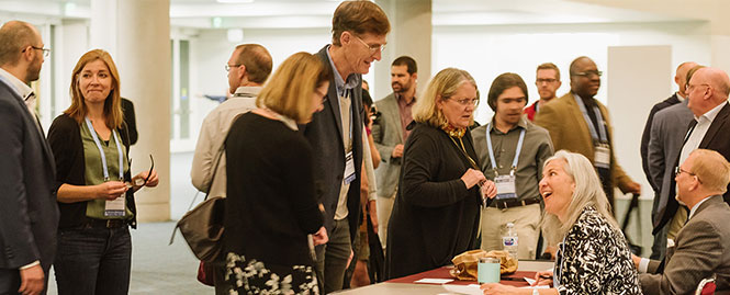 Registration line at the IBR annual meeting